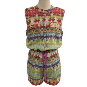 5/48 Bright Watercolor Pattern Sleeveless Romper Sz Large